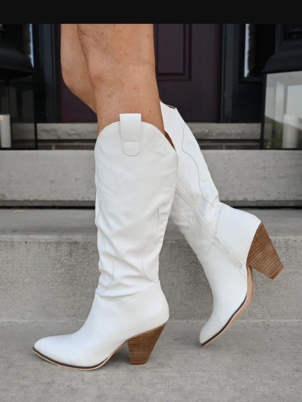 MI.IM Bohemian Western Tall Slouch Womens White Boots
